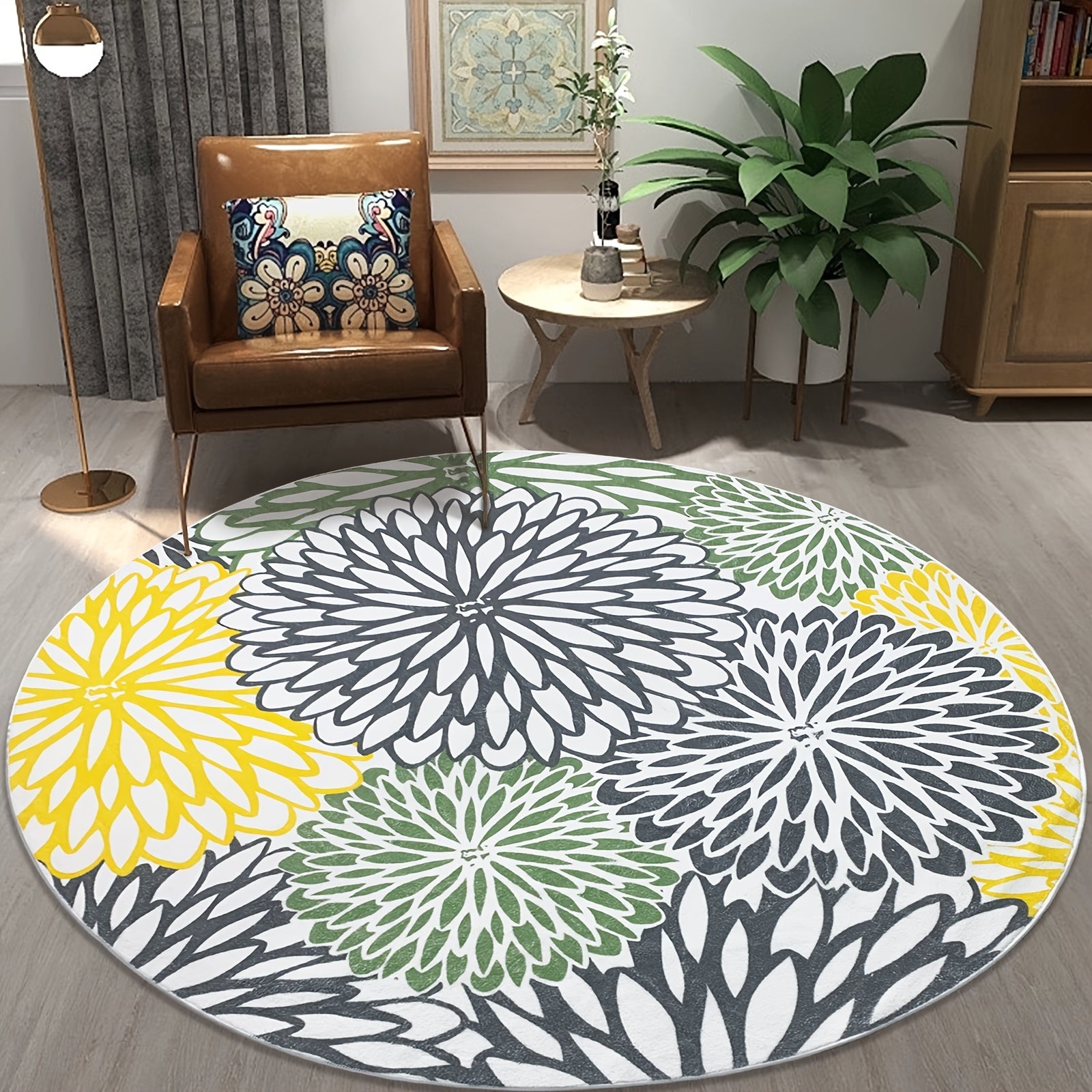Non Slip Area Rug Floral Rustic Door Mat Washable, Low Pile Carpet