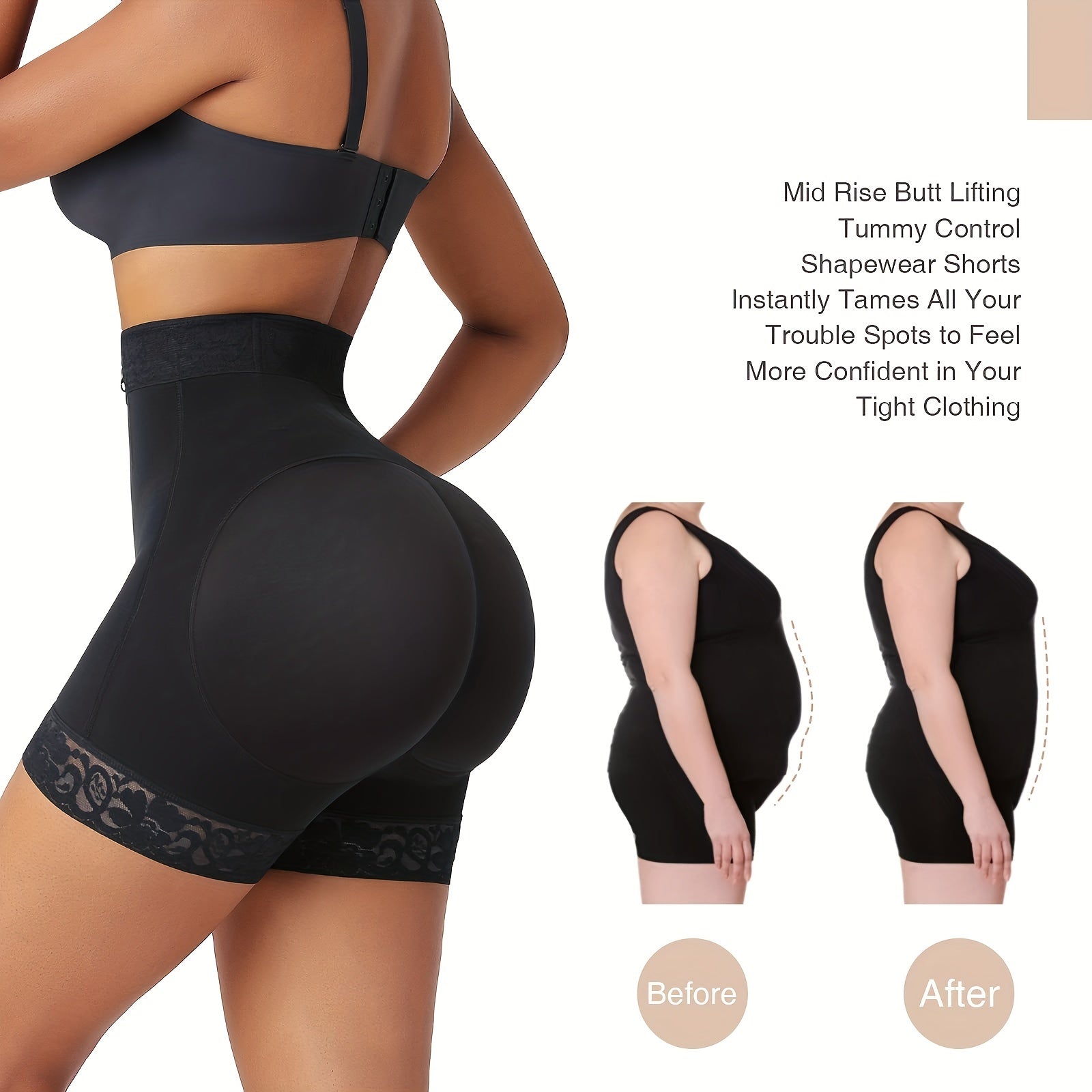 Zipper Butt Lifting Pants Shapewear for Women