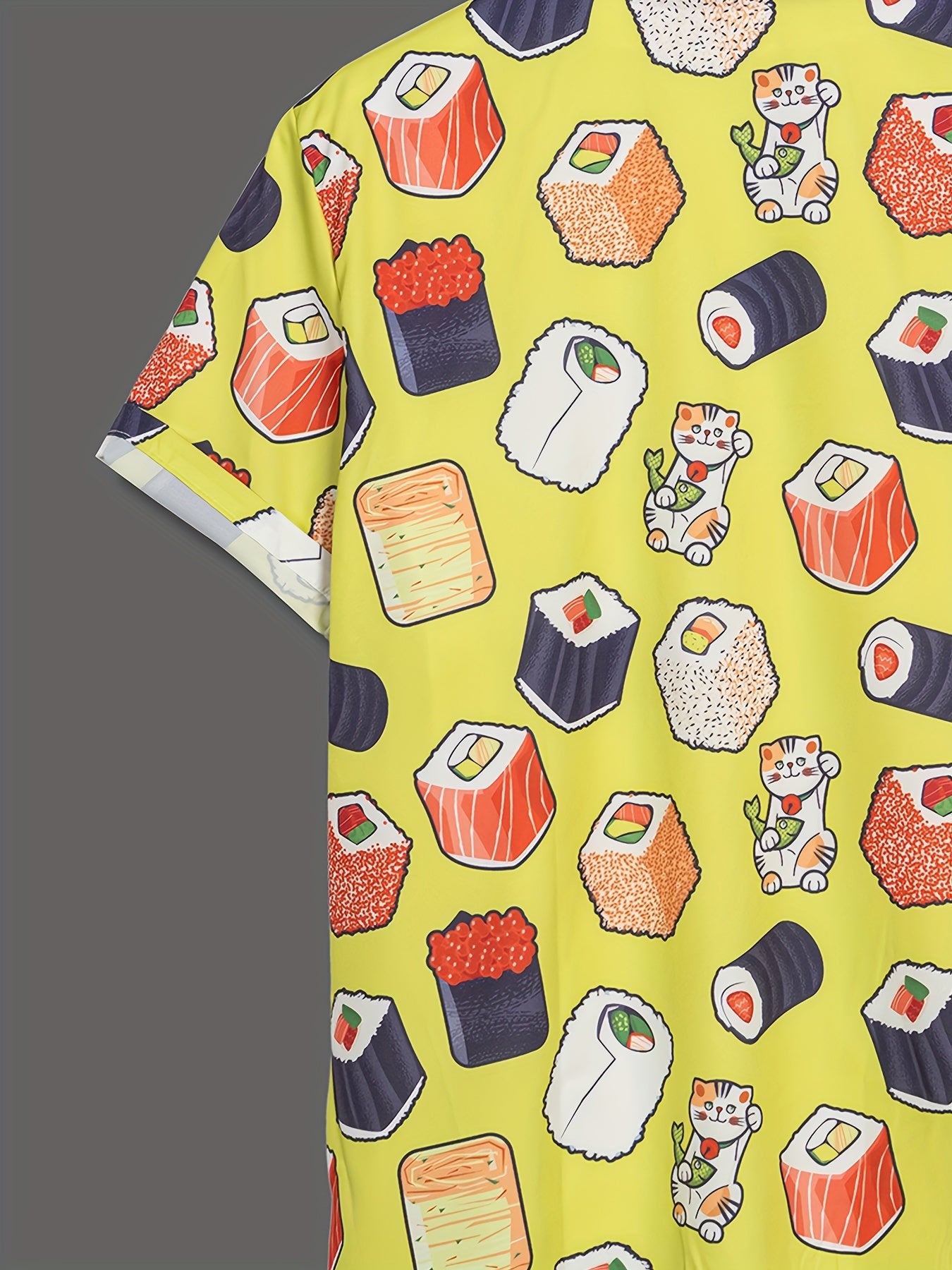 Sushi Print Men's Casual Short Sleeve Shirt