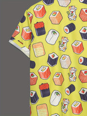 Sushi Print Men's Casual Short Sleeve Shirt
