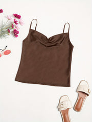 Solid Cowl Neck Cami Top for Club & Party