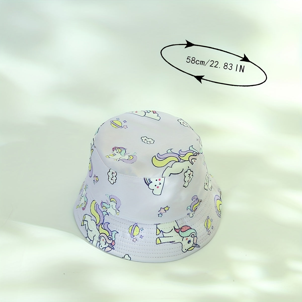 Girls Cartoon Unicorn Print Fisherman's Hat Sun Screen Bucket Cap