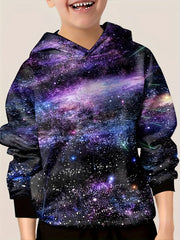 3D Universe Pattern Hoodie For Kids Casual Hooded Long Sleeve Top