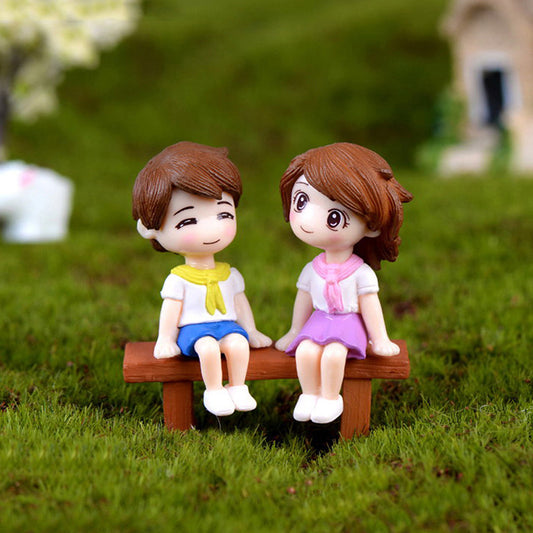 3pcs Couple Garden Decor Set for Micro Landscaping