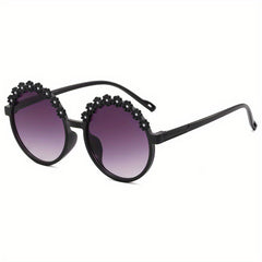 Girls Sweet Flowers Round Frame Sunglasses UV Protection Summer Accessories