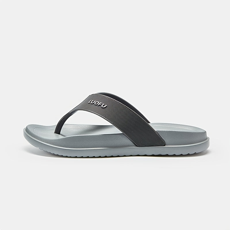 LUOFU Men's Quick Dry Non Slip Beach Flip Flops Grey
