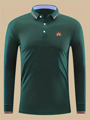 Maple Leaf Print Men's Lightweight Polo Shirt