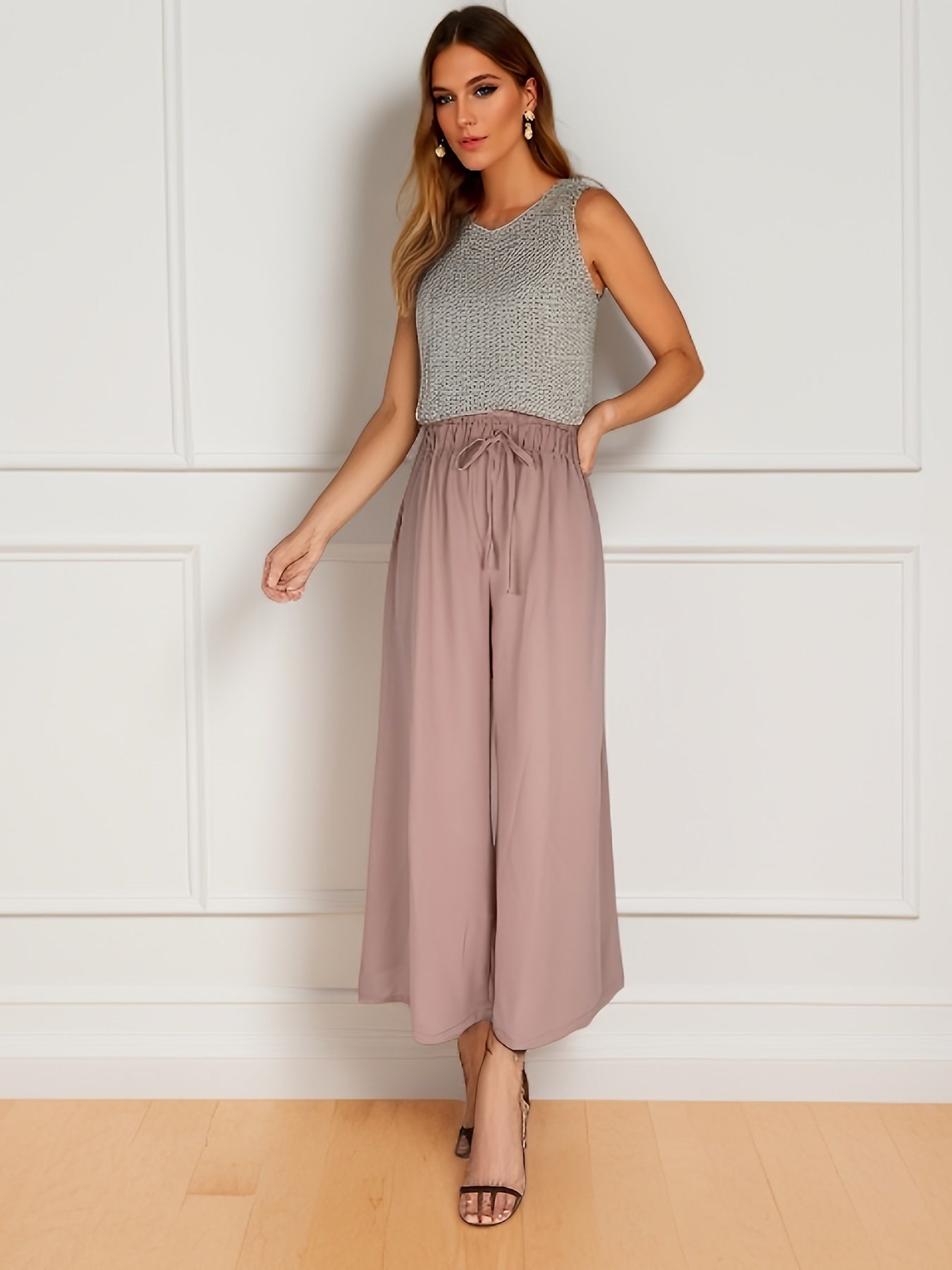 Drawstring Wide Leg Pants High Waist Summer Pants