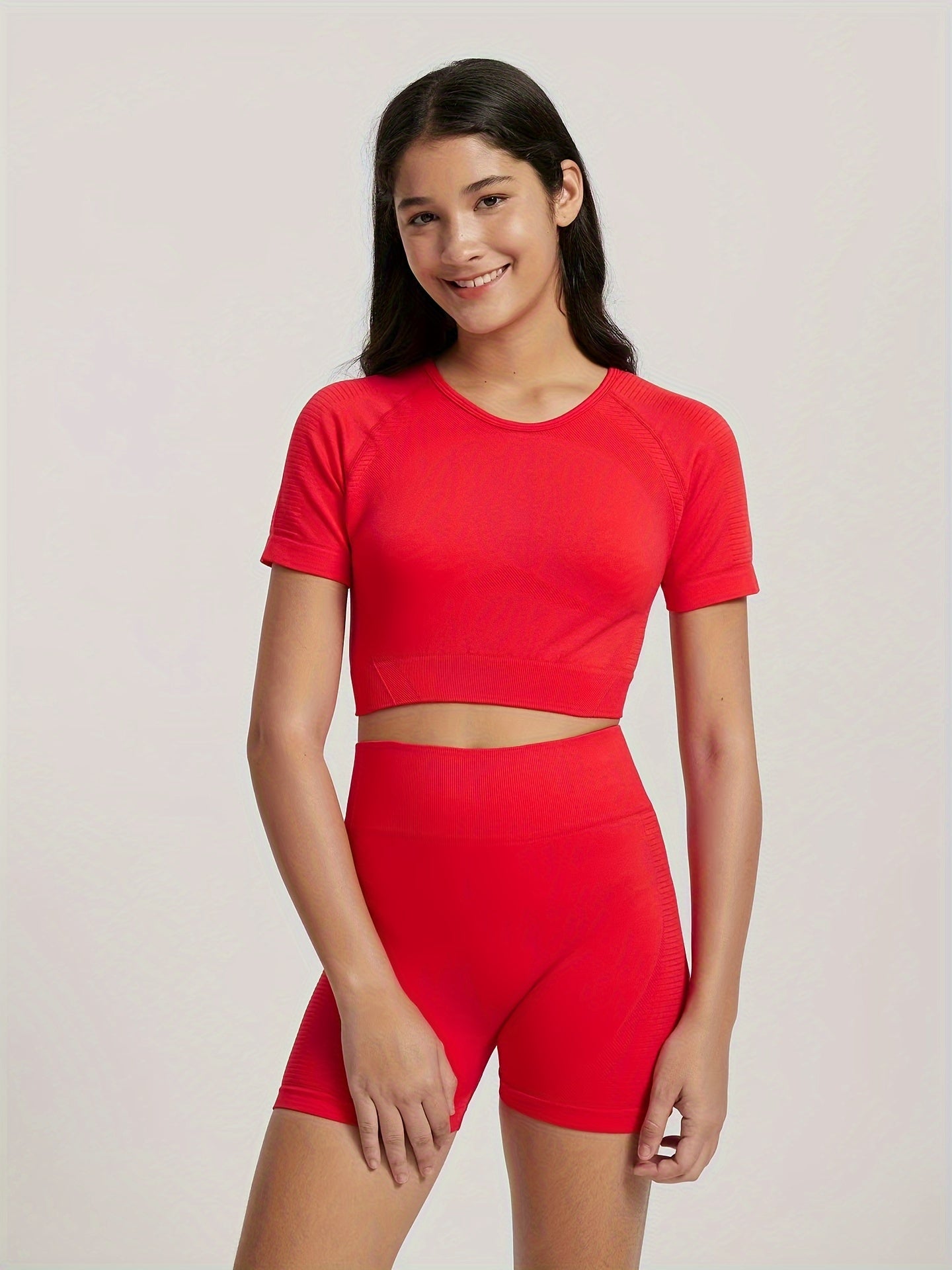 Yoga Workout Set: Crop T-shirt & Running Suit - Women's Activewear