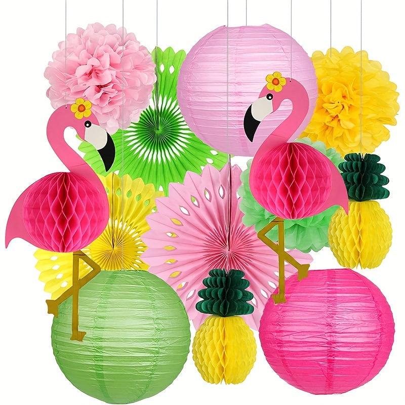 13pcs Flamingo Hawaiian Party Decoration Set