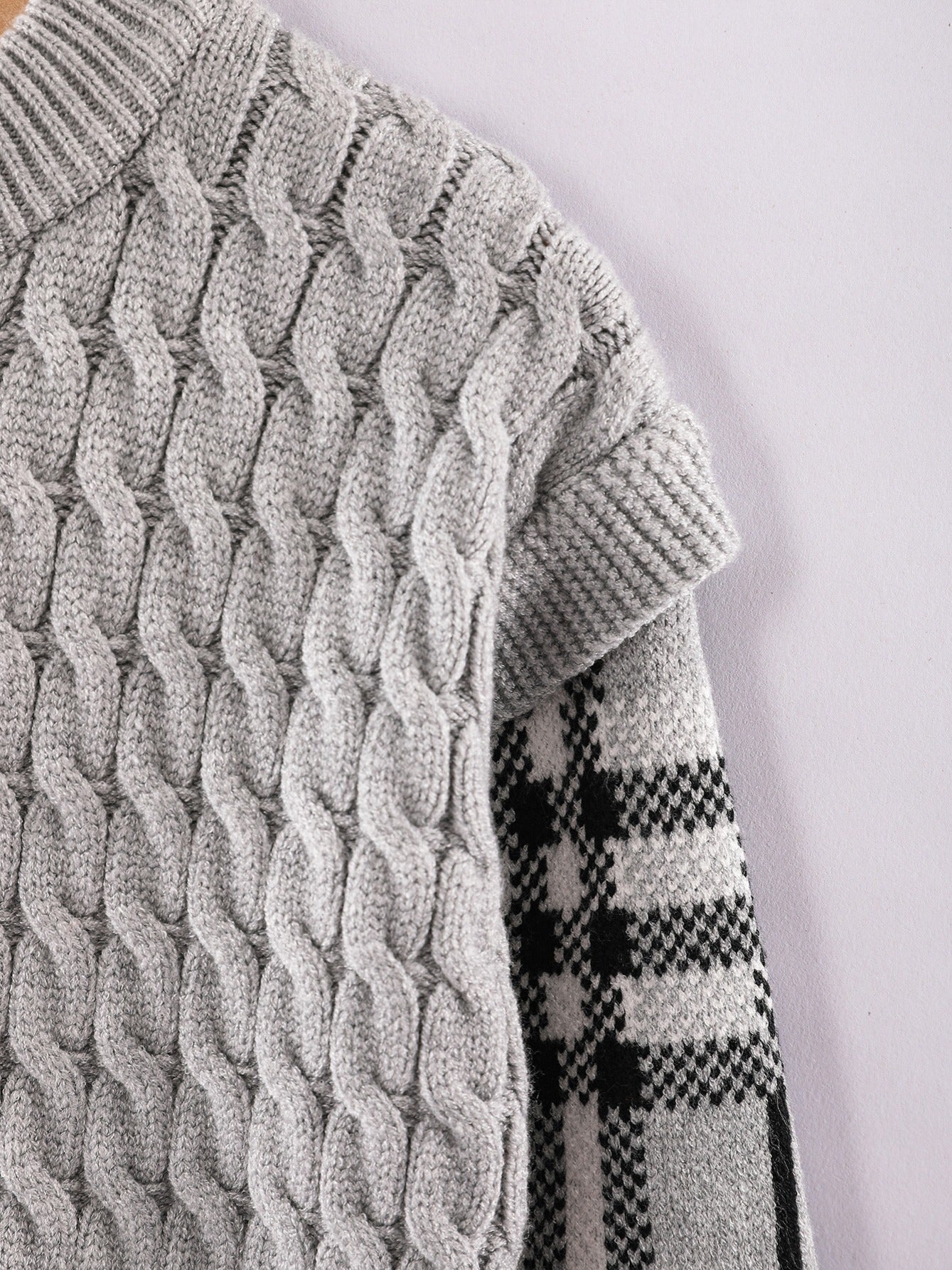 Boys Knit Plaid Sleeve Sweatshirt