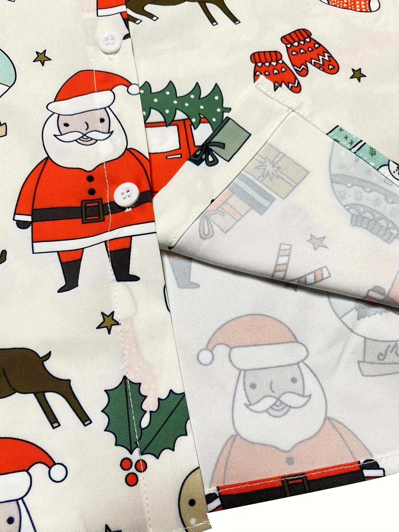 Christmas Blouse Women's Plus Santa Claus & Gift Print Shirt Top