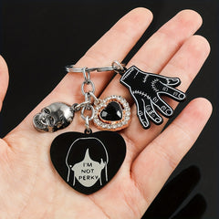 Kids Cartoon Skull Hand Claw & Rhinestone Heart Keychain