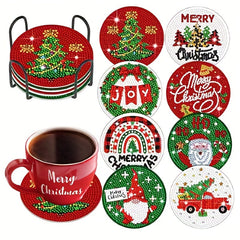 8pcs Christmas Series Diamond Painting Coaster Kit