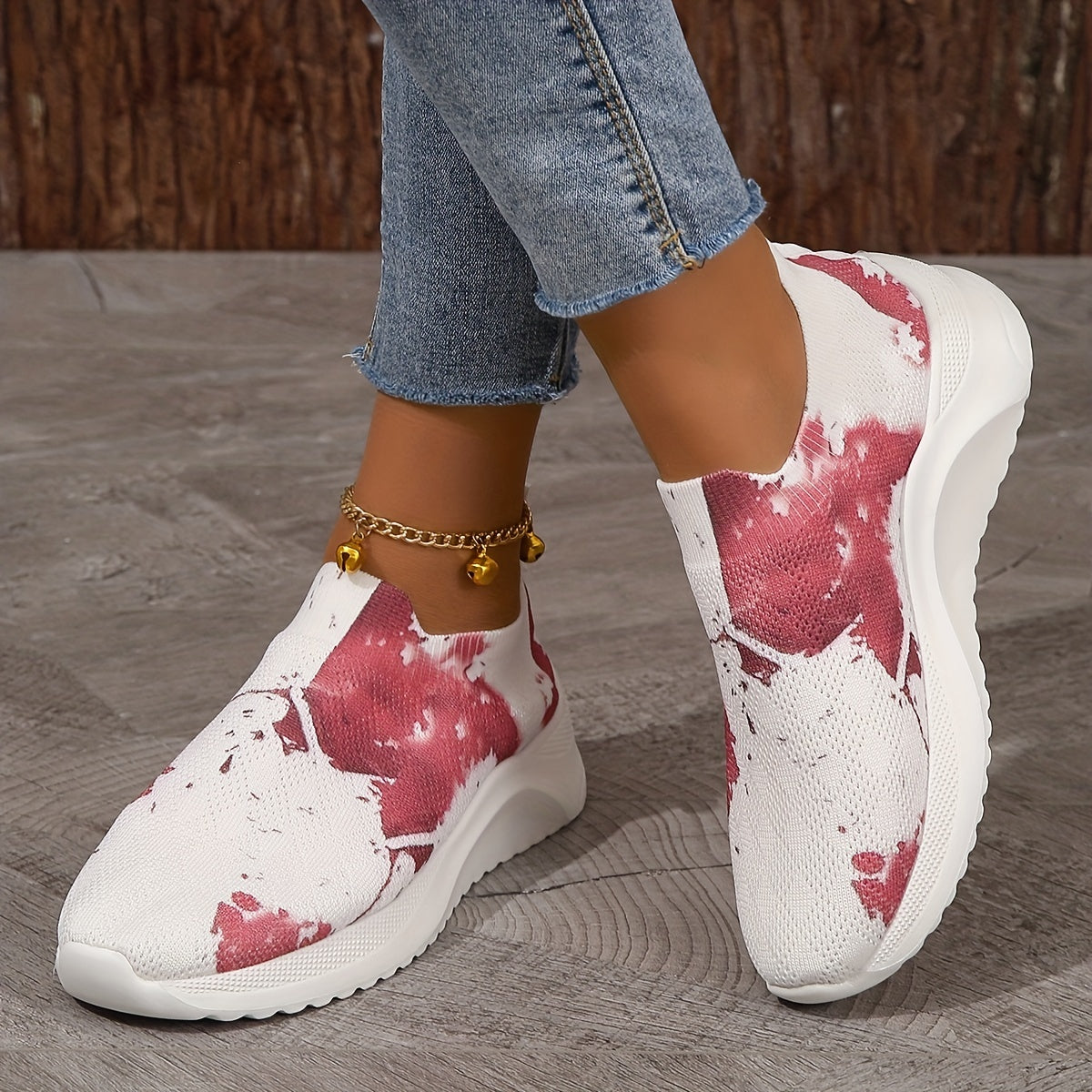 Women's Blood Printed Sneakers Halloween Sock Shoes