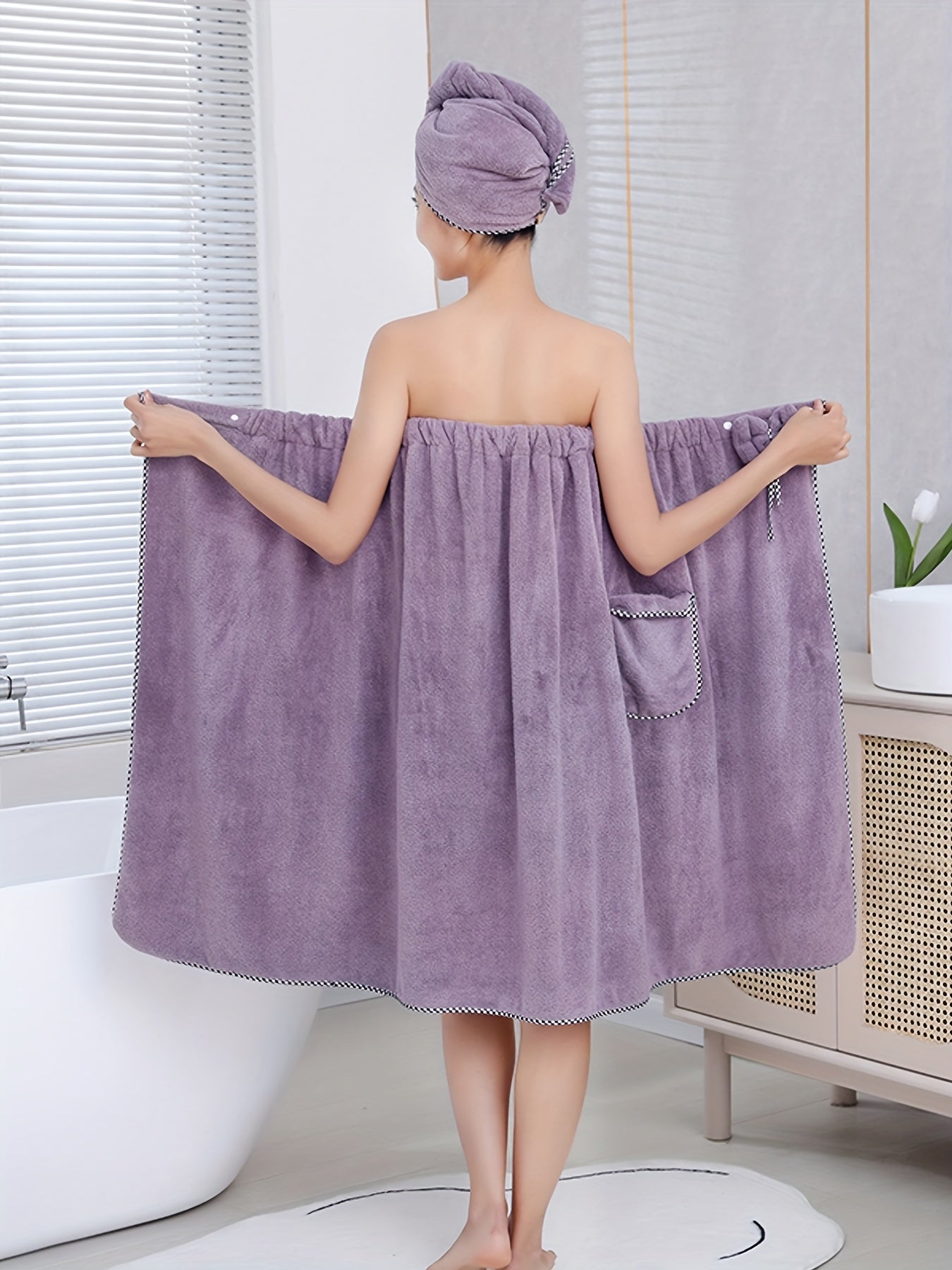 Bow Decor Fuzzy Robe Strapless Women's Sleepwear