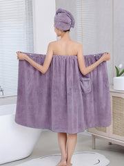 Bow Decor Fuzzy Robe Strapless Women's Sleepwear