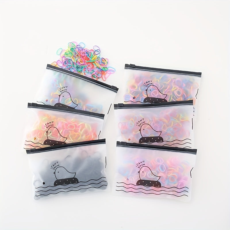 1000 Mini Disposable Hair Ties w/ Storage Bag Elastic Hair Rope