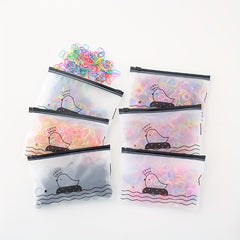 1000 Mini Disposable Hair Ties w/ Storage Bag Elastic Hair Rope