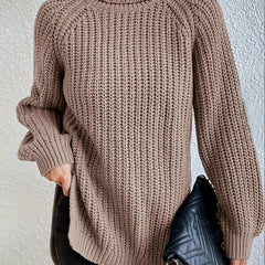 Casual Sweater Women's Plus Solid Color Turtle Neck Jumper