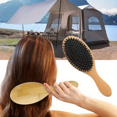 Natural Boar Bristle Hairbrush Anti static Scalp Massage Comb
