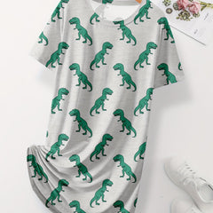 Dino Print Pajama Dress for Women