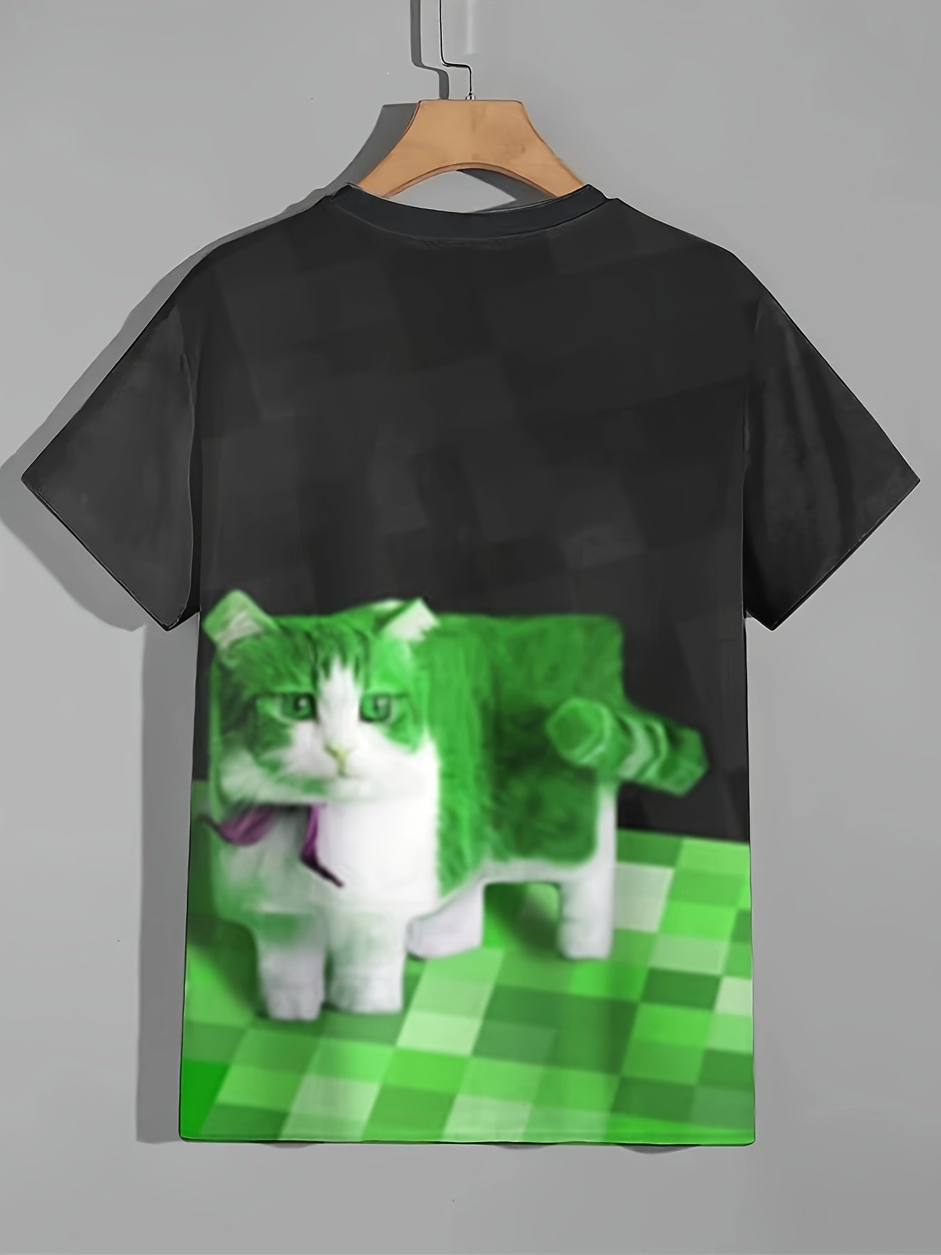 Square Cat 3D Print Boy's Short Sleeve T shirt Breathable Loose Fitting