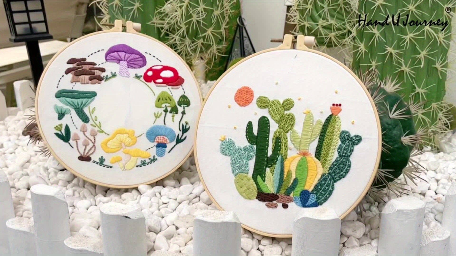 DIY Cactus & Mushroom Themed Embroidery Material Bag