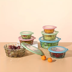 3pcs Round Colored Candy Jar Storage Box Fruit Salad Bowl