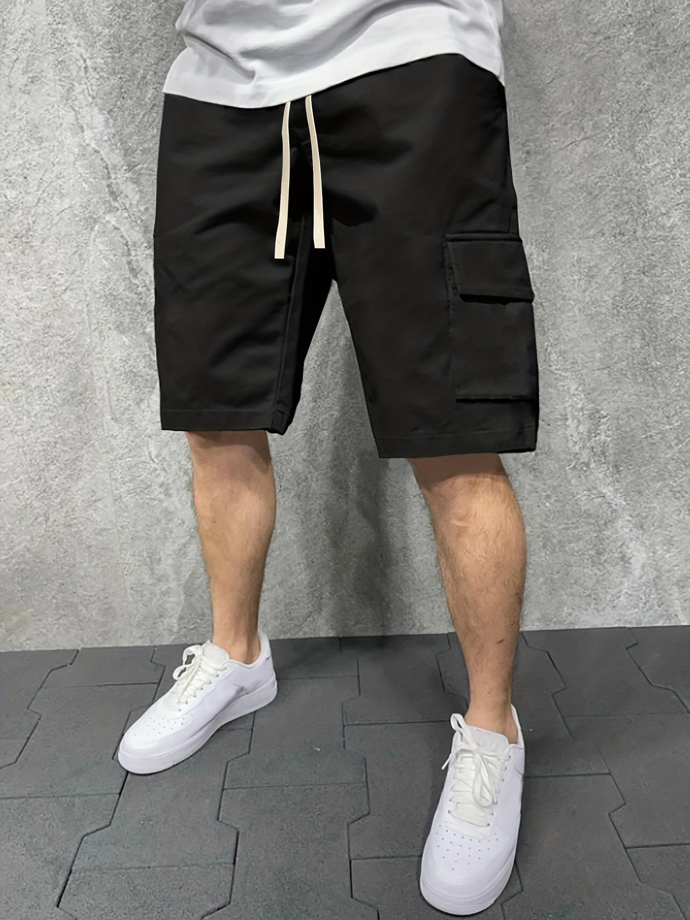 Men's Cargo Shorts Summer Casual Loose Waist Drawstring Shorts