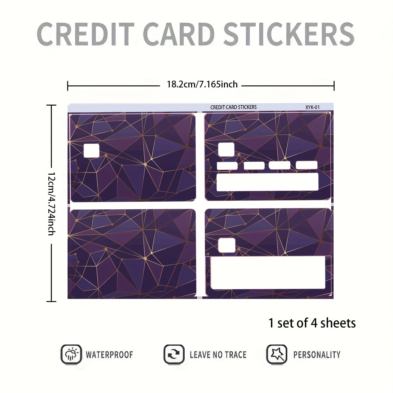 4 Credit Card Stickers 8.55.5 No Adhesive No Bubbles