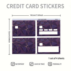 4 Credit Card Stickers 8.55.5 No Adhesive No Bubbles