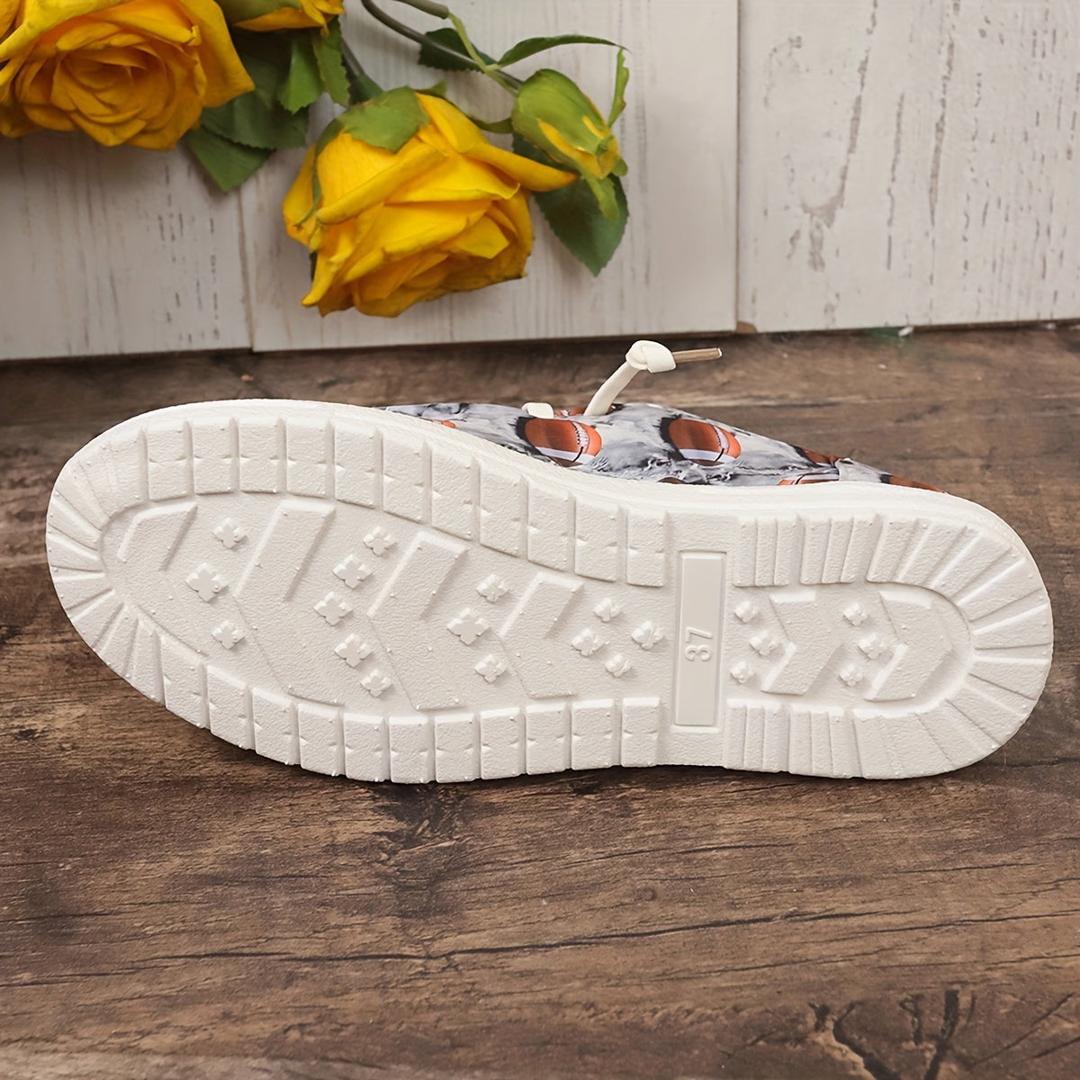 Women's Rugby Pattern Canvas Shoes Lightweight Casual Flats Low Outdoor Walking