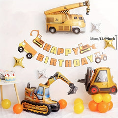 Cartoon Theme Balloon Bear Leopard Excavator Hedgehog Rabbit Children's Birthday