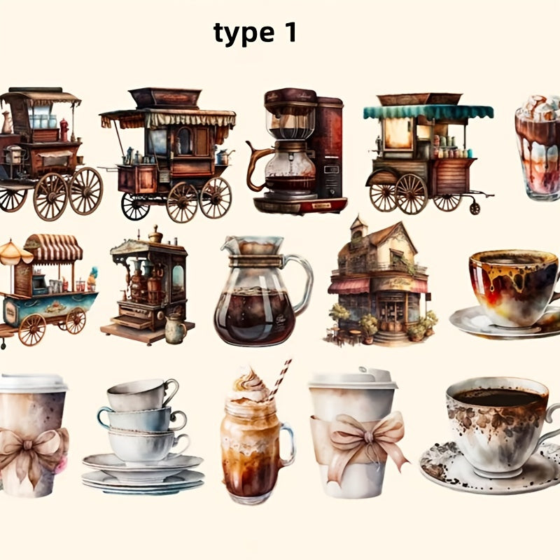 Coffee Series Scrapbooking Stickers Hand Account Sticker Junk Journal Supplies