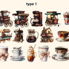 Coffee Series Scrapbooking Stickers Hand Account Sticker Junk Journal Supplies