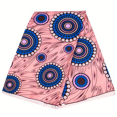 African Wax Dye Fabric Circle Pattern Pastel Pink Polyester Material