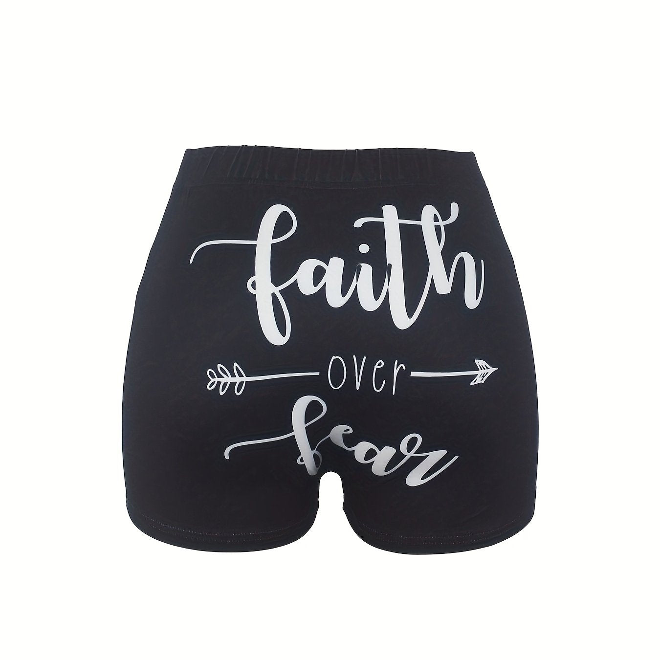 Faith Print Skinny Shorts Women's Casual Shorts