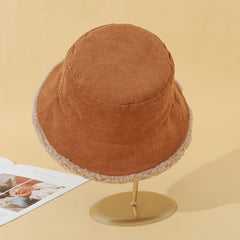 Warm Lamb Wool Hat Double-sided Corduroy Fisherman Hat