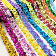 2 Yards Glittering Sequined Ribbon Trims For DIY Sewing