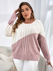 Colorblock Cable Long Sleeve Sweater