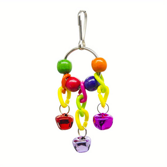 Colorful Bead Bell Parrot Toy for Birds Hanging Cage Accessory