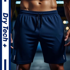 Men's Running Shorts Zipper Pockets Stretch Drawstring Outdoor Gym Shorts