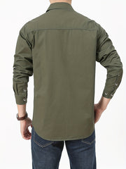 Men's Long Sleeve Military Style Cargo Tactical Work Shirt
