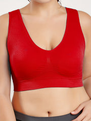 Solid Wireless Breathable Sports Bra Plus Size