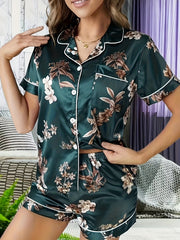 Floral Print Lounge Set Short Sleeve Top & Shorts