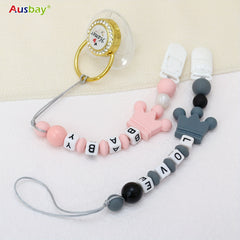 Personalized Baby Rattle & Dummy Clip Set with Custom Name