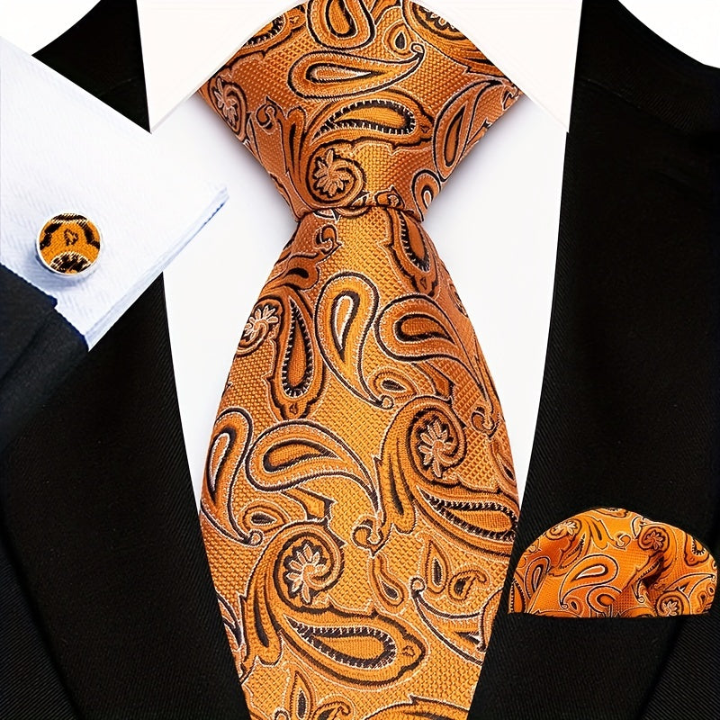 Men's Floral Paisley Striped Plaid Necktie Set