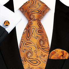 Men's Floral Paisley Striped Plaid Necktie Set