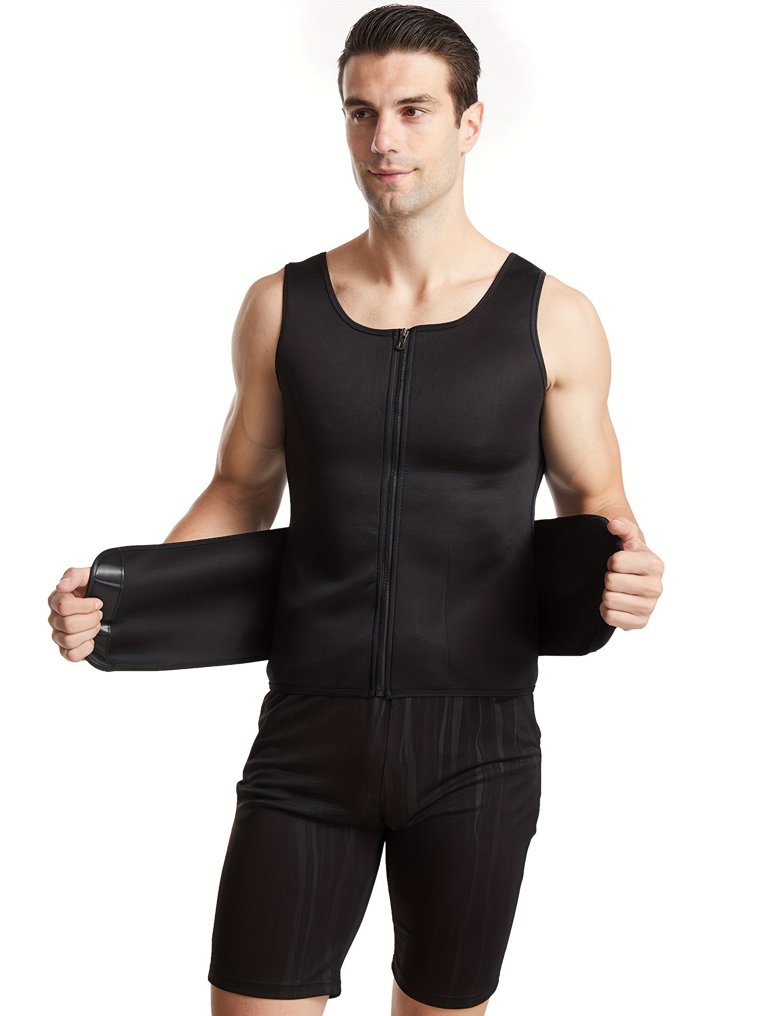 Men's Sauna Vest Compression Back Support Workout Gym Waist